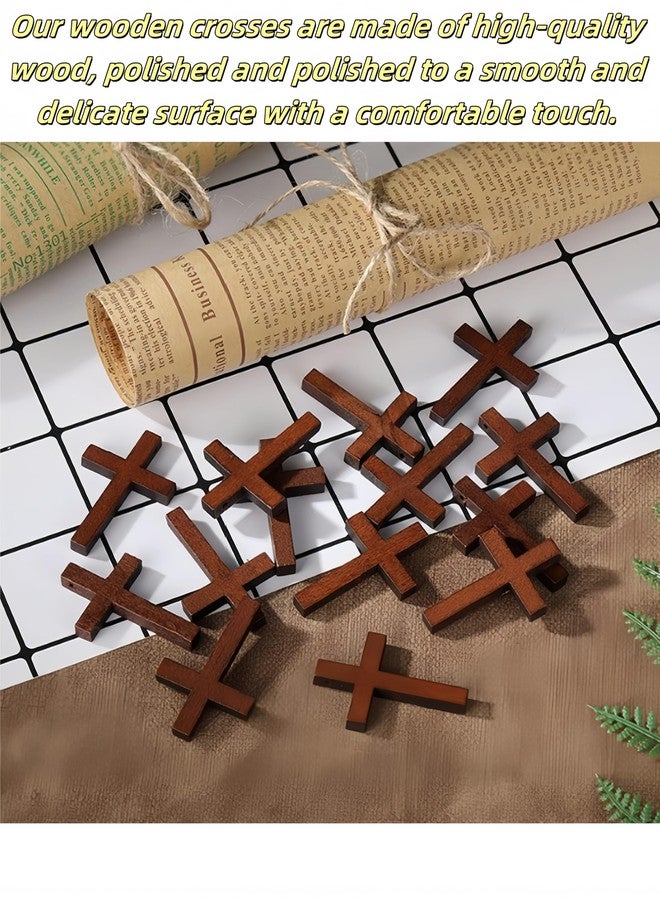 bepisof 50pcs Mini Wooden Cross, Mini Cross Brown Small Wooden Crosses for Crafts,Cross Pendants,Small Ornament for Crafts Christian Baptism Easter First Communion Rosary - Image 3